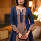 Trendy navy blue Princess cut kurta with beautiful prints - Pant optional