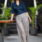 Classy ZigZag Rayon Flared Pants Navy Blue Rayon Shirt Optional