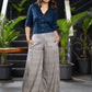 Classy ZigZag Rayon Flared Pants Navy Blue Rayon Shirt Optional