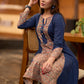 Trendy navy blue Princess cut kurta with beautiful prints - Pant optional