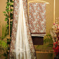 Natural Floral Printed Coffee Brown Cotton Suit Set with Chanderi Dupatta