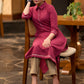 Classy wine cotton collared kurta with Gond painting - Pant optional