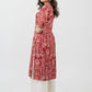 Beautiful Red Printed Flowy Rayon Kurta With Laces-Pant Optional