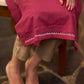 Classy wine cotton collared kurta with Gond painting - Pant optional