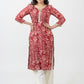 Beautiful Red Printed Flowy Rayon Kurta With Laces-Pant Optional