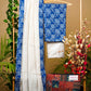 Blue Floral Print Cotton Suit Set with Chanderi Dupatta