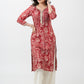 Beautiful Red Printed Flowy Rayon Kurta With Laces-Pant Optional