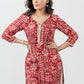 Beautiful Red Printed Flowy Rayon Kurta With Laces-Pant Optional