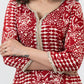 Beautiful Red Printed Flowy Rayon Kurta With Laces-Pant Optional