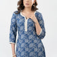 Soothing Blue Flowy Rayon Kurta With Laces - Palazzo Optional