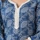 Soothing Blue Flowy Rayon Kurta With Laces - Palazzo Optional