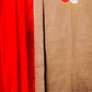 Exclusive Cotton Beige Embroidered Suit Set with Contrast Red Chanderi Dupatta