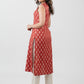 Smart Cotton Sleeveless Red Printed Kurta-Pant Optional