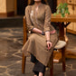 Elegant dark beige cotton kurta with embroiderd motif on one side Pant optional