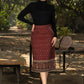 Stlyish maroon ikat fitted skirt with beautiful ajrakh combination