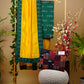 Smart Cotton Green Ikat Suit Set with Contrast Bottom and Chanderi Dupatta
