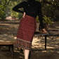 Stlyish maroon ikat fitted skirt with beautiful ajrakh combination