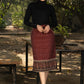 Stlyish maroon ikat fitted skirt with beautiful ajrakh combination