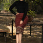 Stlyish maroon ikat fitted skirt with beautiful ajrakh combination