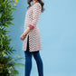Elegant white cotton printed tunic