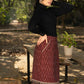 Stlyish maroon ikat fitted skirt with beautiful ajrakh combination