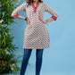 Elegant white cotton printed tunic