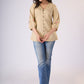 Classy Beige cotton top with embroidery on sleeves