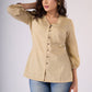 Classy Beige cotton top with embroidery on sleeves