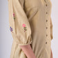 Classy Beige cotton top with embroidery on sleeves