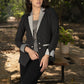 Smart black cotton striped formal blazer with grey combination and optional cotton inner
