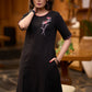 Exclusive black cotton kurta with embroidered motif - Pant optional
