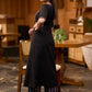 Exclusive black cotton kurta with embroidered motif - Pant optional