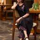 Exclusive black cotton kurta with embroidered motif - Pant optional