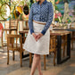 White cotton knee length skirt with pintucks in front - Shirt Optional