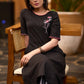 Exclusive black cotton kurta with embroidered motif - Pant optional