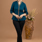 Trendy Teal Cotton embroidered Lace top
