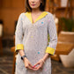 Trendy Black & white ikat kurta with yellow detaling & embroiderey all over Pant optional