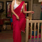 Subtle rose pink cotton plain saree with tassels