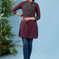Elegant wine cotton tunic with ajrakh combination yoke