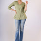 Smoke green cotton top with one-side embroidery