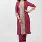 Unique Magenta Cotton Madhubani Print Kurta - Pant Optional
