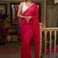 Subtle rose pink cotton plain saree with tassels