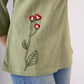 Smoke green cotton top with one-side embroidery