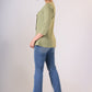 Smoke green cotton top with one-side embroidery