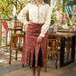 Maroon Ajrakh box pleated skirt - Shirt Optional
