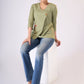 Smoke green cotton top with one-side embroidery