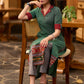 Classy green striped kurta with ikat border Pant optional