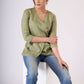 Smoke green cotton top with one-side embroidery