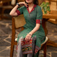 Classy green striped kurta with ikat border Pant optional