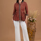 Beautiful Maroon cotton Ajrakh peplum style combination shirt
